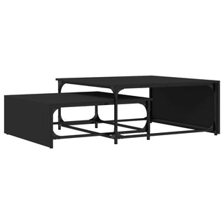 vidaXL Nesting Coffee Tables 2 pcs Black Engineered Wood and Metal - Sofa In Store