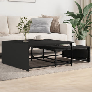vidaXL Nesting Coffee Tables 2 pcs Black Engineered Wood and Metal - Sofa In Store