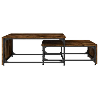 vidaXL Nesting Coffee Tables 2 pcs Smoked Oak Engineered Wood and Metal - Sofa In Store