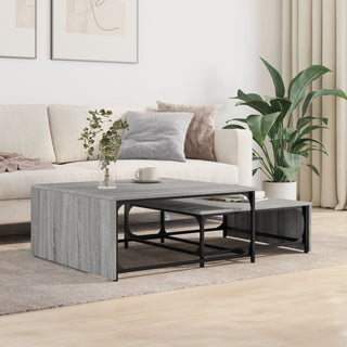 vidaXL Nesting Coffee Tables 2 pcs Grey Sonoma Engineered Wood and Metal - Sofa In Store
