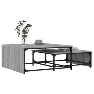 vidaXL Nesting Coffee Tables 2 pcs Grey Sonoma Engineered Wood and Metal - Sofa In Store