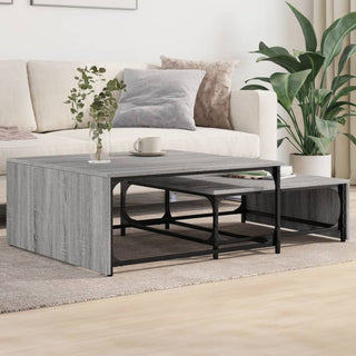 vidaXL Nesting Coffee Tables 2 pcs Grey Sonoma Engineered Wood and Metal - Sofa In Store