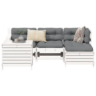 vidaXL 5 Piece Garden Sofa Set White Solid Wood Pine - 3250485 - Sofa In Store