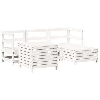 vidaXL 5 Piece Garden Sofa Set White Solid Wood Pine - 3250489 - Sofa In Store