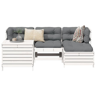 vidaXL 5 Piece Garden Sofa Set White Solid Wood Pine - 3250489 - Sofa In Store