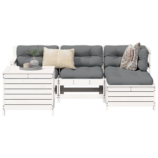 vidaXL 5 Piece Garden Sofa Set White Solid Wood Pine - 3250493 - Sofa In Store