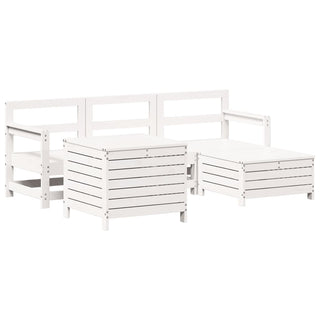 vidaXL 5 Piece Garden Sofa Set White Solid Wood Pine - 3250497 - Sofa In Store