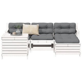 vidaXL 5 Piece Garden Sofa Set White Solid Wood Pine - 3250497 - Sofa In Store
