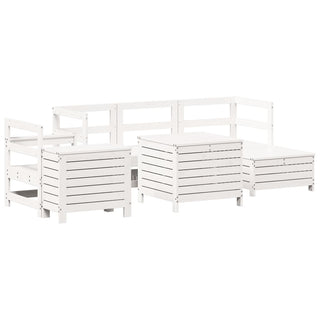 vidaXL 7 Piece Garden Sofa Set White Solid Wood Pine - 3250529 - Sofa In Store