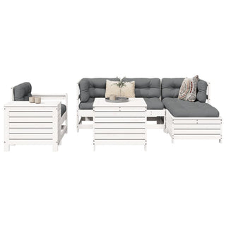 vidaXL 7 Piece Garden Sofa Set White Solid Wood Pine - 3250529 - Sofa In Store