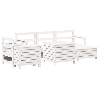 vidaXL 7 Piece Garden Sofa Set White Solid Wood Pine - 3250549 - Sofa In Store