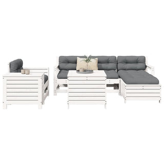 vidaXL 7 Piece Garden Sofa Set White Solid Wood Pine - 3250549 - Sofa In Store