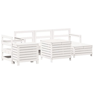vidaXL 7 Piece Garden Sofa Set White Solid Wood Pine - 3250553 - Sofa In Store