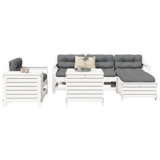 vidaXL 7 Piece Garden Sofa Set White Solid Wood Pine - 3250553 - Sofa In Store