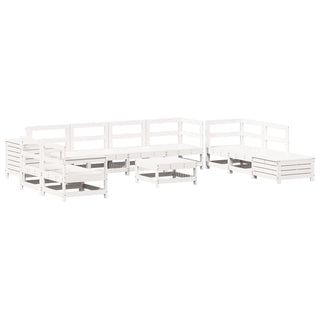 vidaXL 11 Piece Garden Sofa Set White Solid Wood Pine - Sofa In Store
