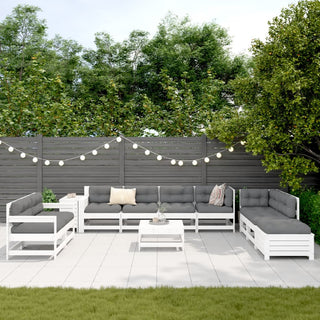 vidaXL 11 Piece Garden Sofa Set White Solid Wood Pine - Sofa In Store