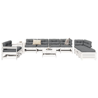vidaXL 11 Piece Garden Sofa Set White Solid Wood Pine - Sofa In Store