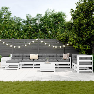 vidaXL 10 Piece Garden Sofa Set White Solid Wood Pine - 3250641 - Sofa In Store