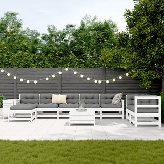 vidaXL 10 Piece Garden Sofa Set White Solid Wood Pine - 3250653 - Sofa In Store