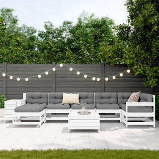 vidaXL 9 Piece Garden Sofa Set White Solid Wood Pine - 3250657 - Sofa In Store