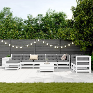 vidaXL 10 Piece Garden Sofa Set White Solid Wood Pine - 3250661 - Sofa In Store