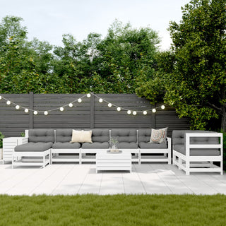 vidaXL 10 Piece Garden Sofa Set White Solid Wood Pine - 3250665 - Sofa In Store