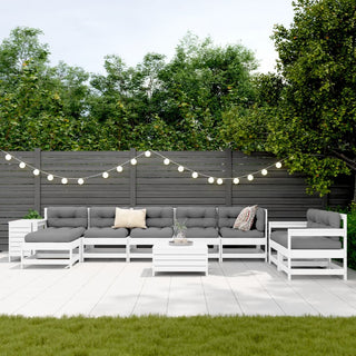 vidaXL 10 Piece Garden Sofa Set White Solid Wood Pine - 3250677 - Sofa In Store