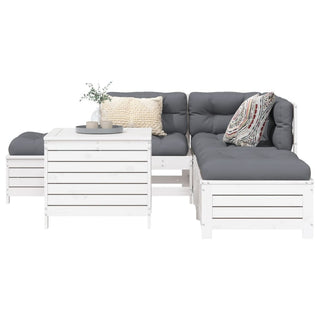 vidaXL 6 Piece Garden Sofa Set White Solid Wood Pine - 3250697 - Sofa In Store