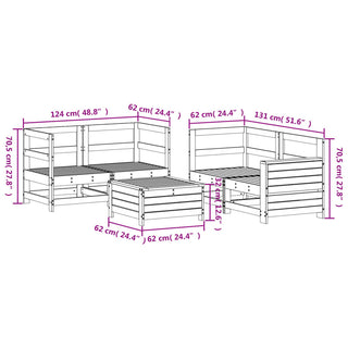 vidaXL 5 Piece Garden Sofa Set White Solid Wood Pine - 3250813 - Sofa In Store