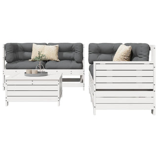 vidaXL 5 Piece Garden Sofa Set White Solid Wood Pine - 3250813 - Sofa In Store