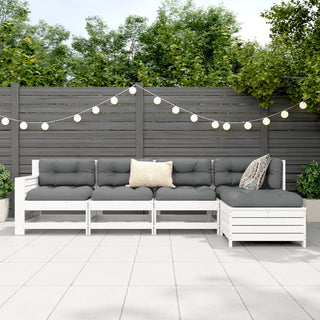 vidaXL 5 Piece Garden Sofa Set White Solid Wood Pine - 3250829 - Sofa In Store