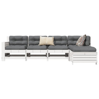 vidaXL 5 Piece Garden Sofa Set White Solid Wood Pine - 3250829 - Sofa In Store