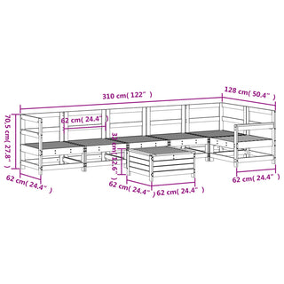 vidaXL 7 Piece Garden Sofa Set White Solid Wood Pine - 3250881 - Sofa In Store