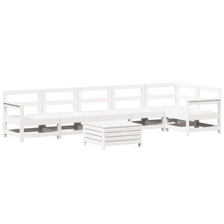 vidaXL 7 Piece Garden Sofa Set White Solid Wood Pine - 3250897 - Sofa In Store