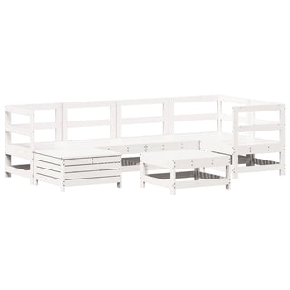 vidaXL 7 Piece Garden Sofa Set White Solid Wood Pine - 3250909 - Sofa In Store
