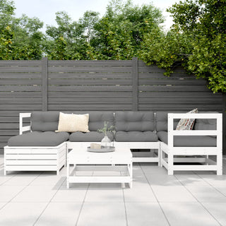 vidaXL 7 Piece Garden Sofa Set White Solid Wood Pine - 3250909 - Sofa In Store