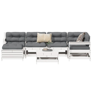 vidaXL 7 Piece Garden Sofa Set White Solid Wood Pine - 3250957 - Sofa In Store