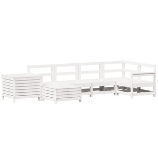 vidaXL 7 Piece Garden Sofa Set White Solid Wood Pine - 3250977 - Sofa In Store