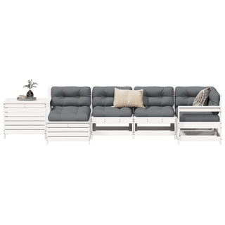 vidaXL 7 Piece Garden Sofa Set White Solid Wood Pine - 3250977 - Sofa In Store