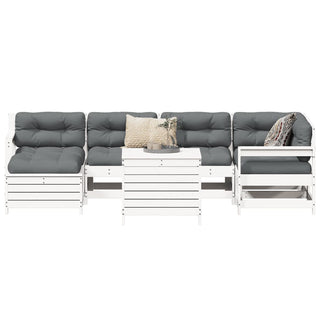 vidaXL 7 Piece Garden Sofa Set White Solid Wood Pine - 3250985 - Sofa In Store