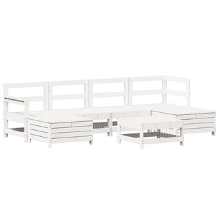 vidaXL 7 Piece Garden Sofa Set White Solid Wood Pine - 3250989 - Sofa In Store