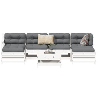 vidaXL 7 Piece Garden Sofa Set White Solid Wood Pine - 3250989 - Sofa In Store
