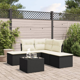 vidaXL 6 Piece Garden Sofa Set with Cushions Black Poly Rattan - 3217726 - Sofa In Store