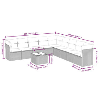 vidaXL 10 Piece Garden Sofa Set with Cushions Black Poly Rattan - 3217785 - Sofa In Store