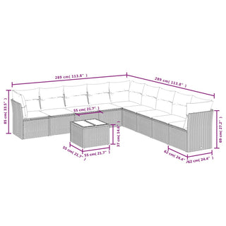 vidaXL 10 Piece Garden Sofa Set with Cushions Black Poly Rattan - 3217787 - Sofa In Store