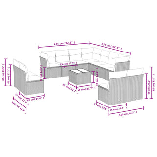 vidaXL 12 Piece Garden Sofa Set with Cushions Beige Poly Rattan - 3217828 - Sofa In Store