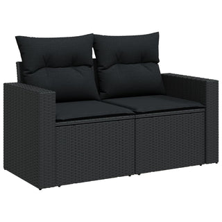 vidaXL 10 Piece Garden Sofa Set with Cushions Black Poly Rattan - 3228895 - Sofa In Store