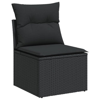 vidaXL 10 Piece Garden Sofa Set with Cushions Black Poly Rattan - 3228895 - Sofa In Store