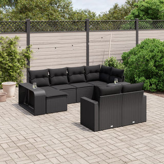 vidaXL 10 Piece Garden Sofa Set with Cushions Black Poly Rattan - 3228895 - Sofa In Store