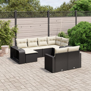 vidaXL 10 Piece Garden Sofa Set with Cushions Black Poly Rattan - 3228896 - Sofa In Store
